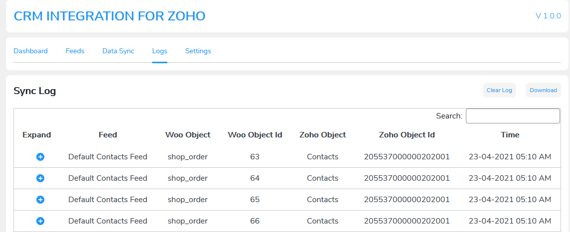 detailed sync logs