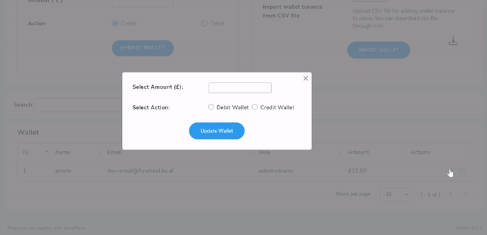 update users wallet individaully 