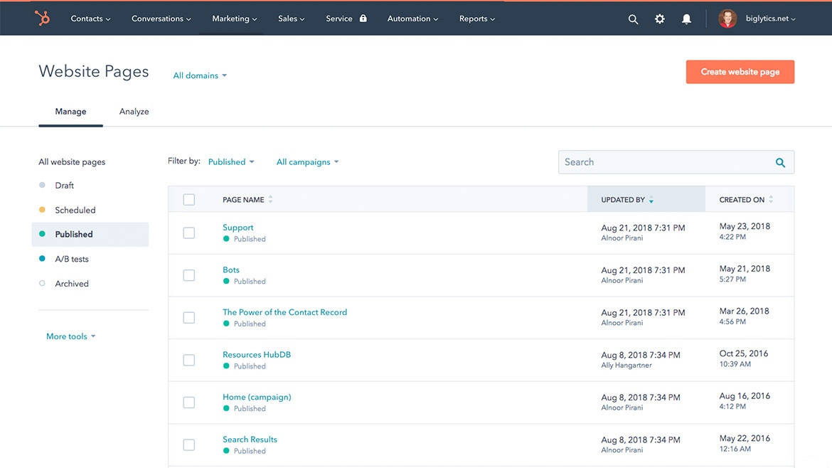 hubspot cms dashboard