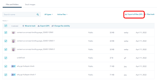 export hubspot files