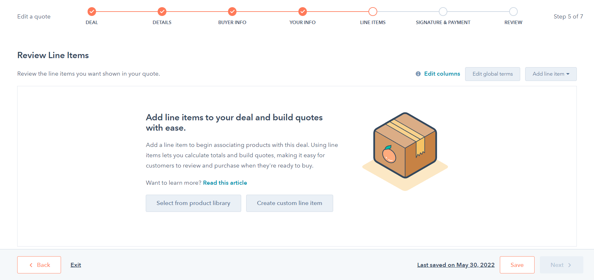 add line items to quotation