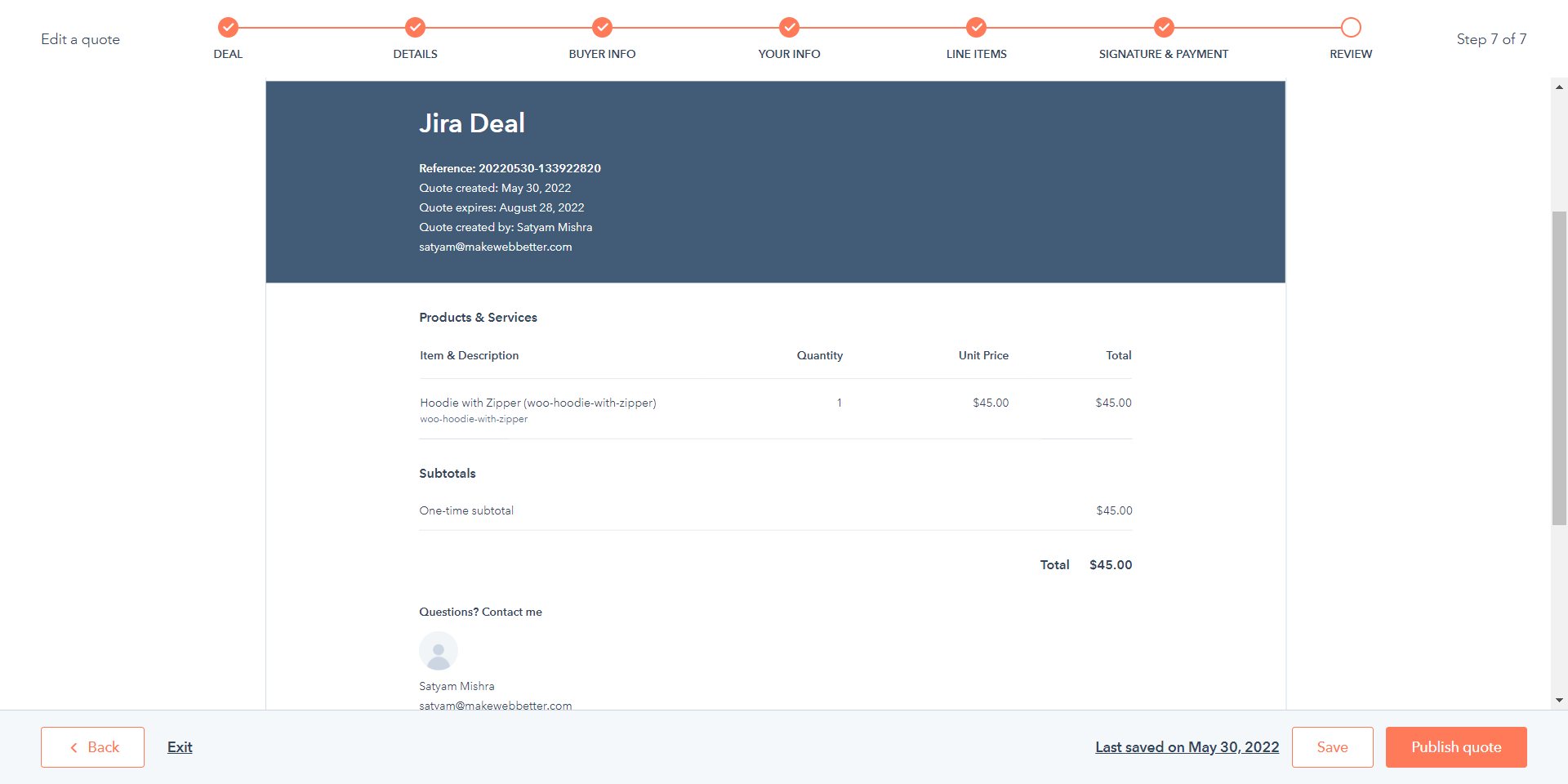 review your quotation