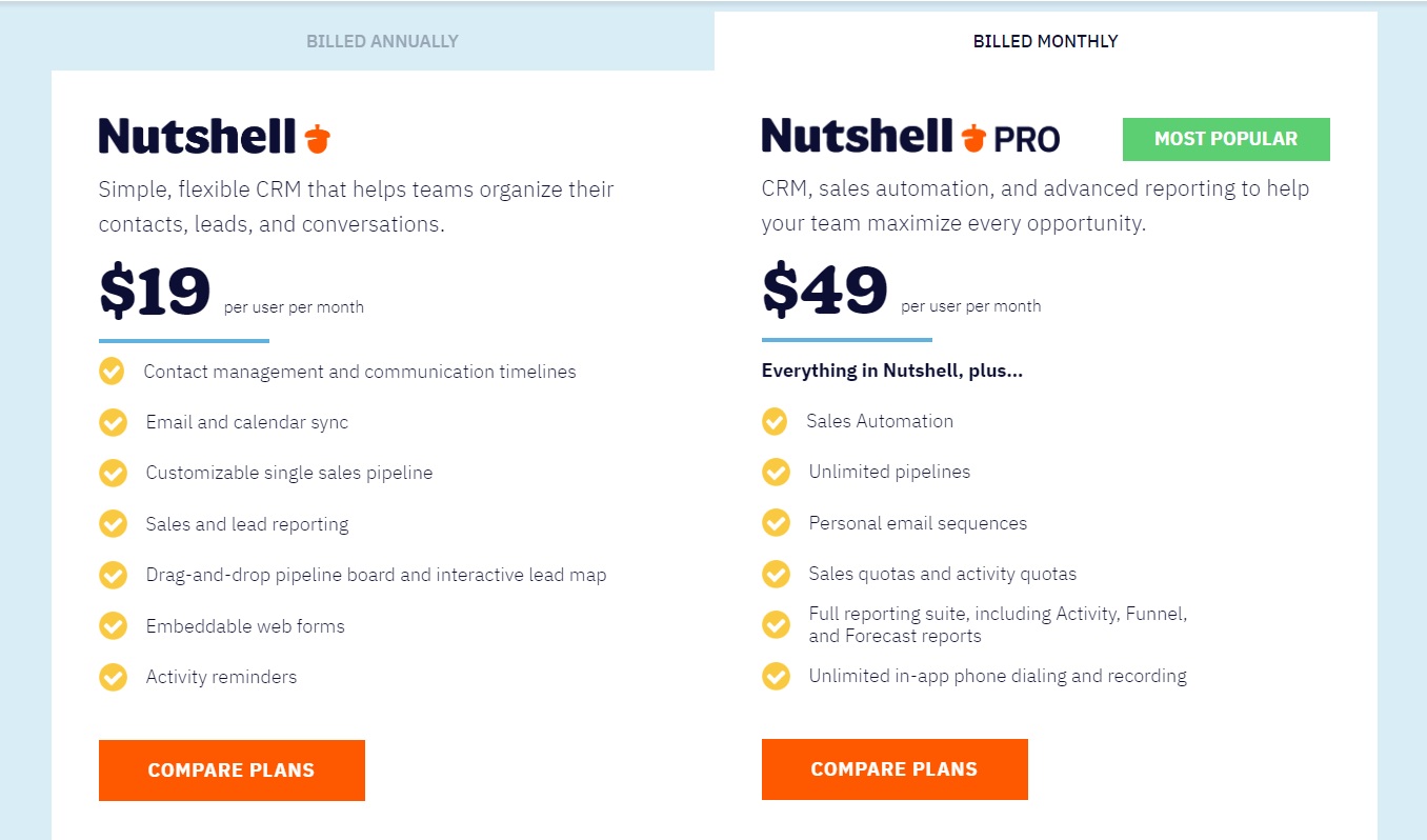 nutshell crm pricing