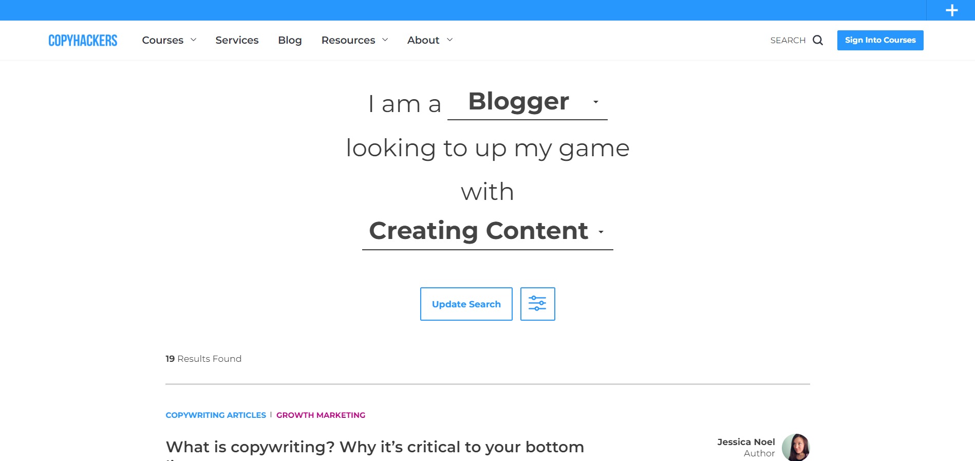 copyhackers search filters