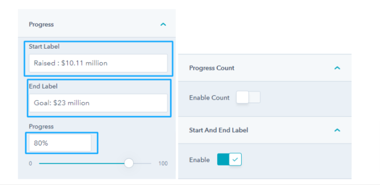 progress bar settings