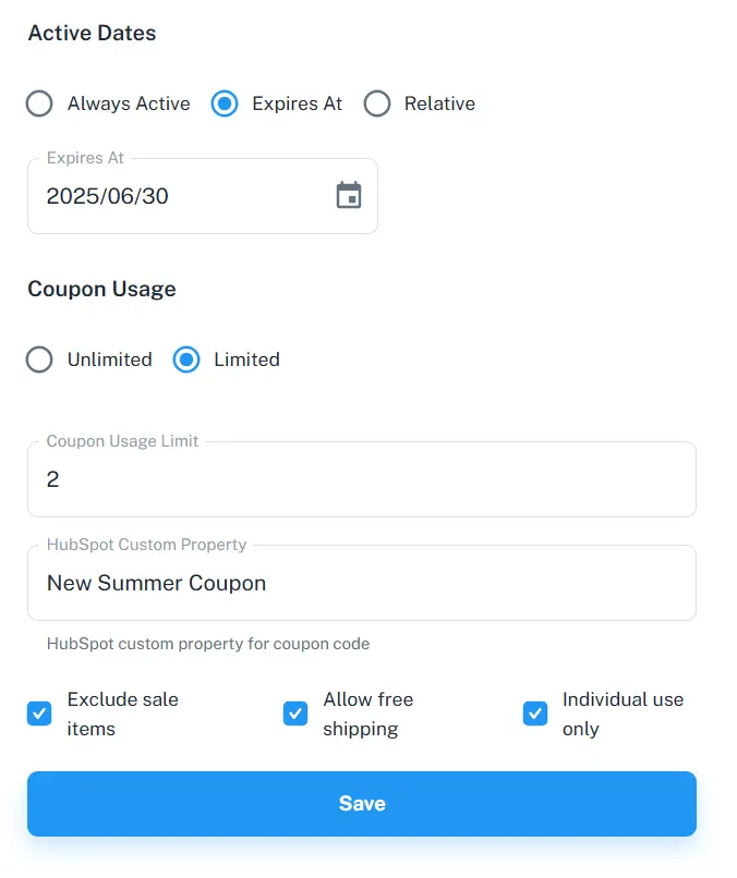create coupon rule expiry