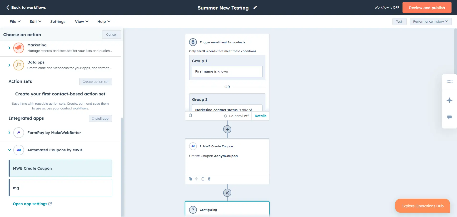 hubspot coupons workflow
