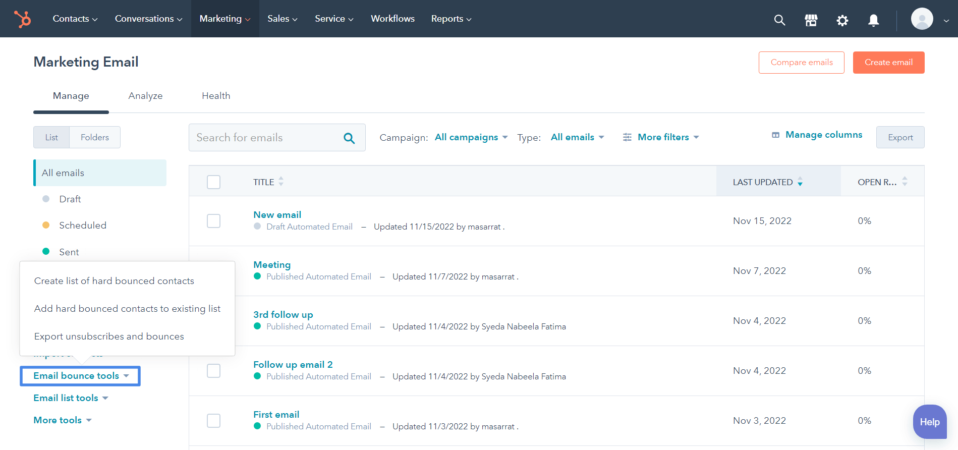 hubspot email bounce tools