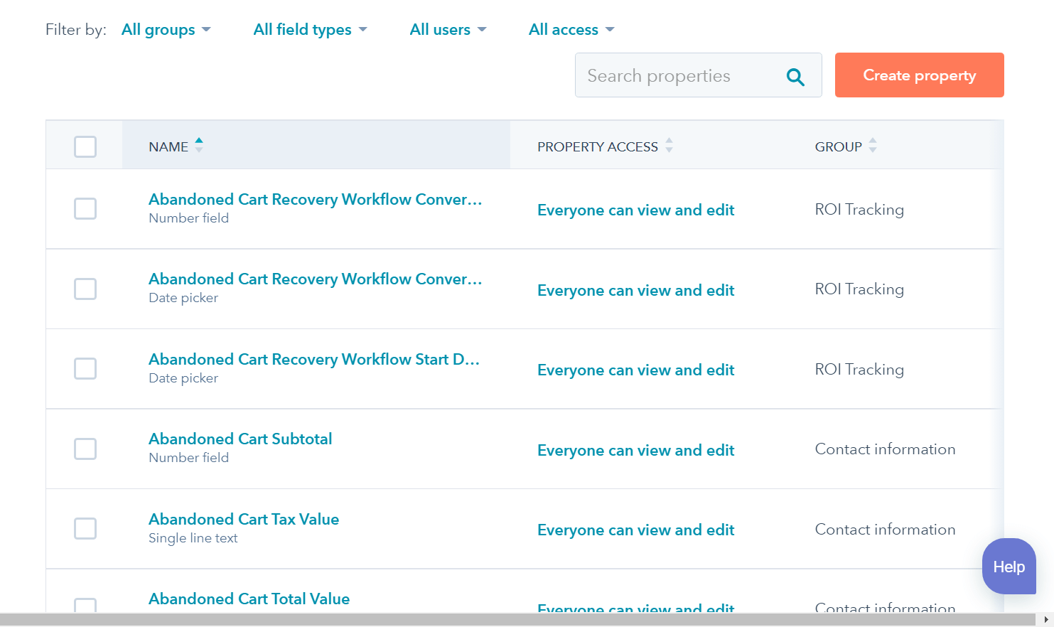 hubspot crm property settings
