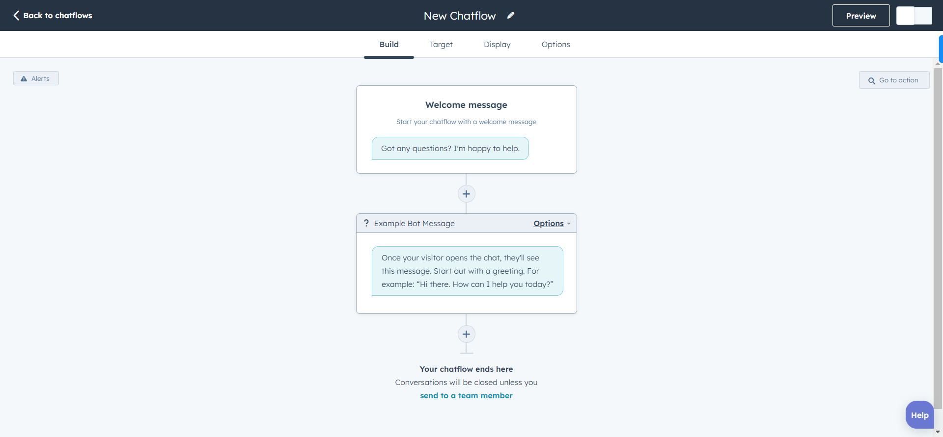 Chatflows build tab