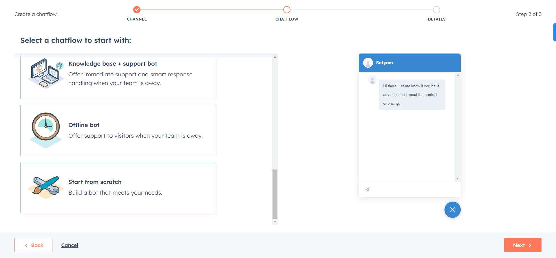 HubSpot Chatflow types