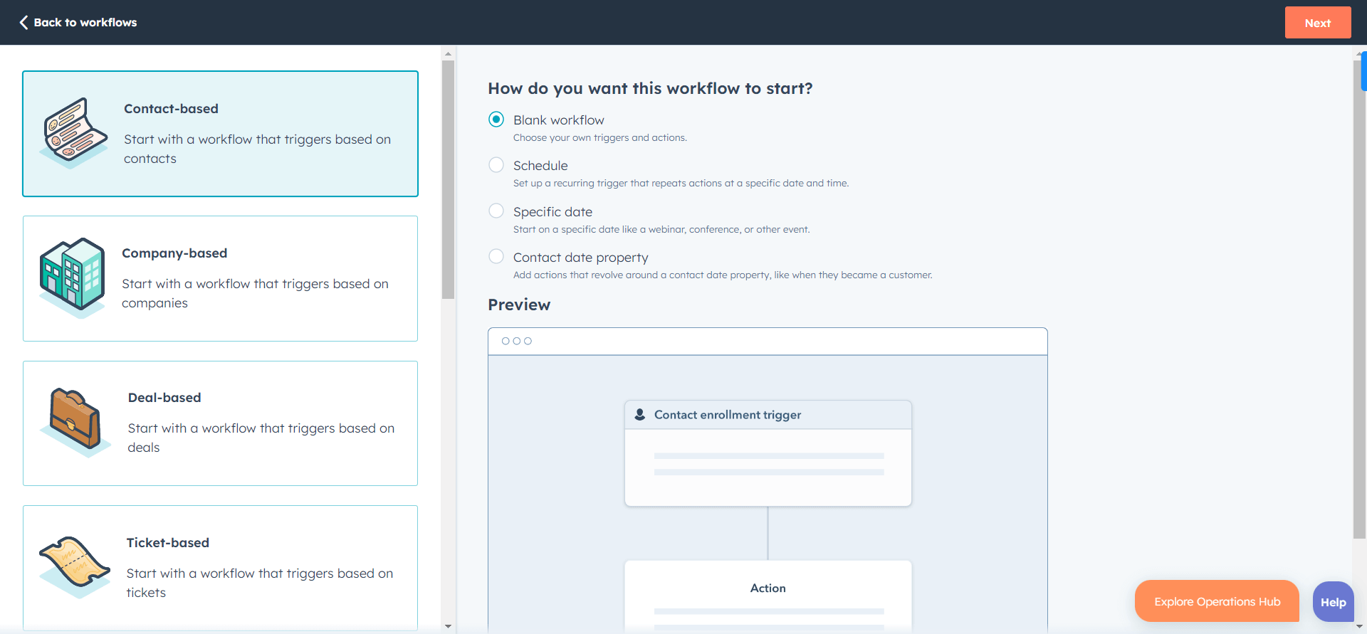 Create scratch workflow HubSpot