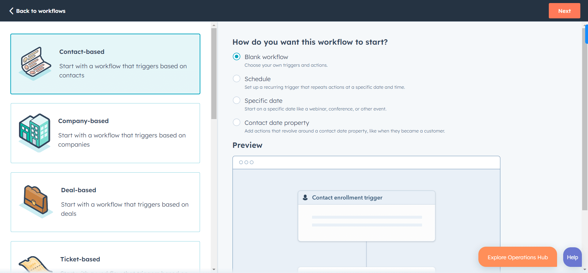 Create scratch workflow HubSpot