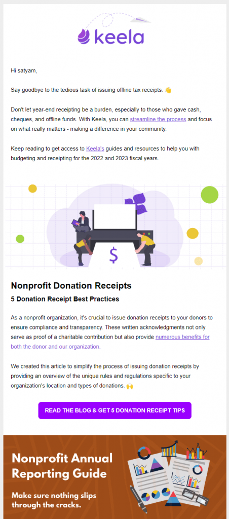 keela newsletter email snap