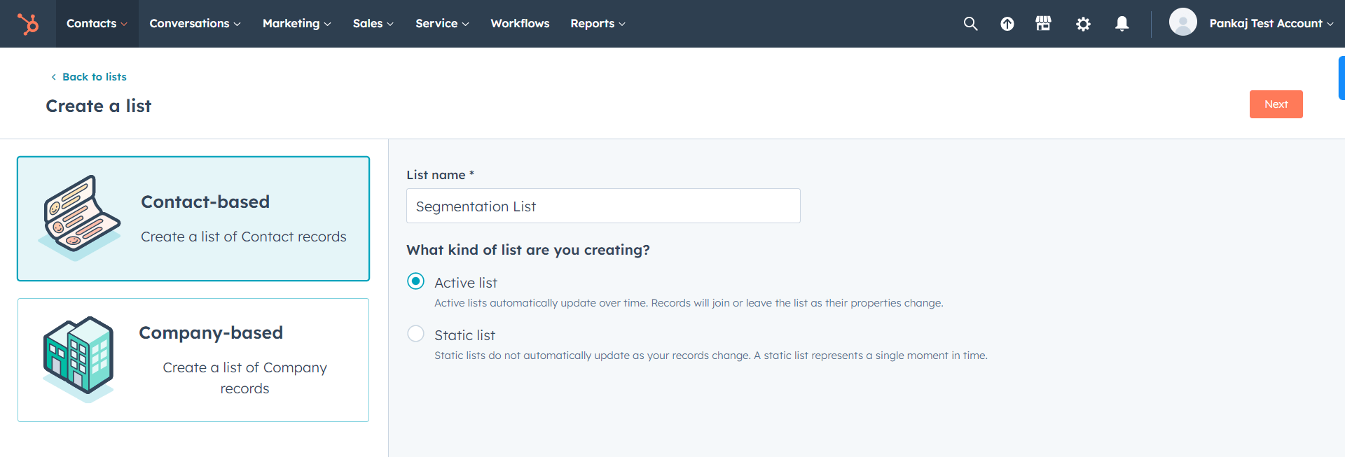 HubSpot List type