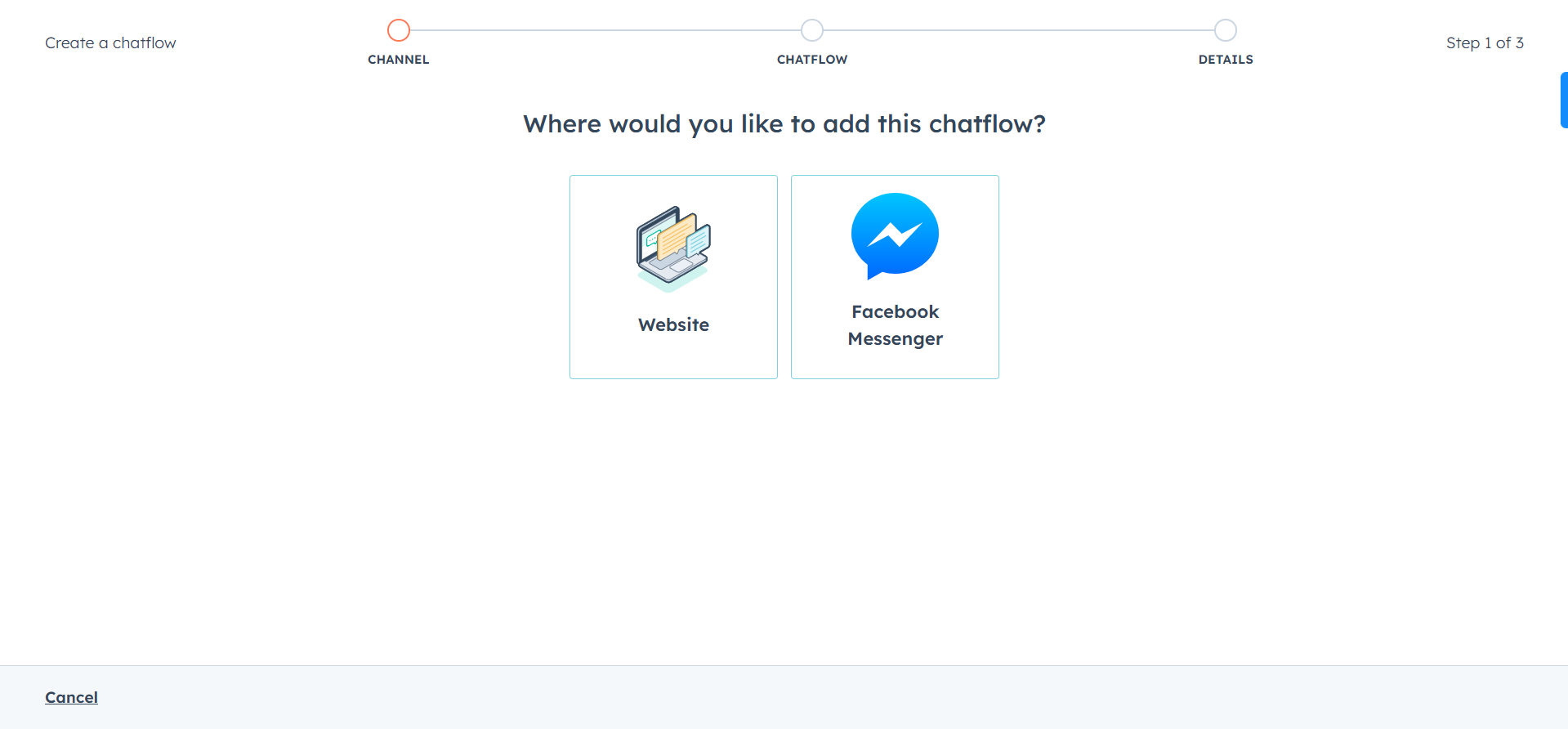 Messenger or website chatbot