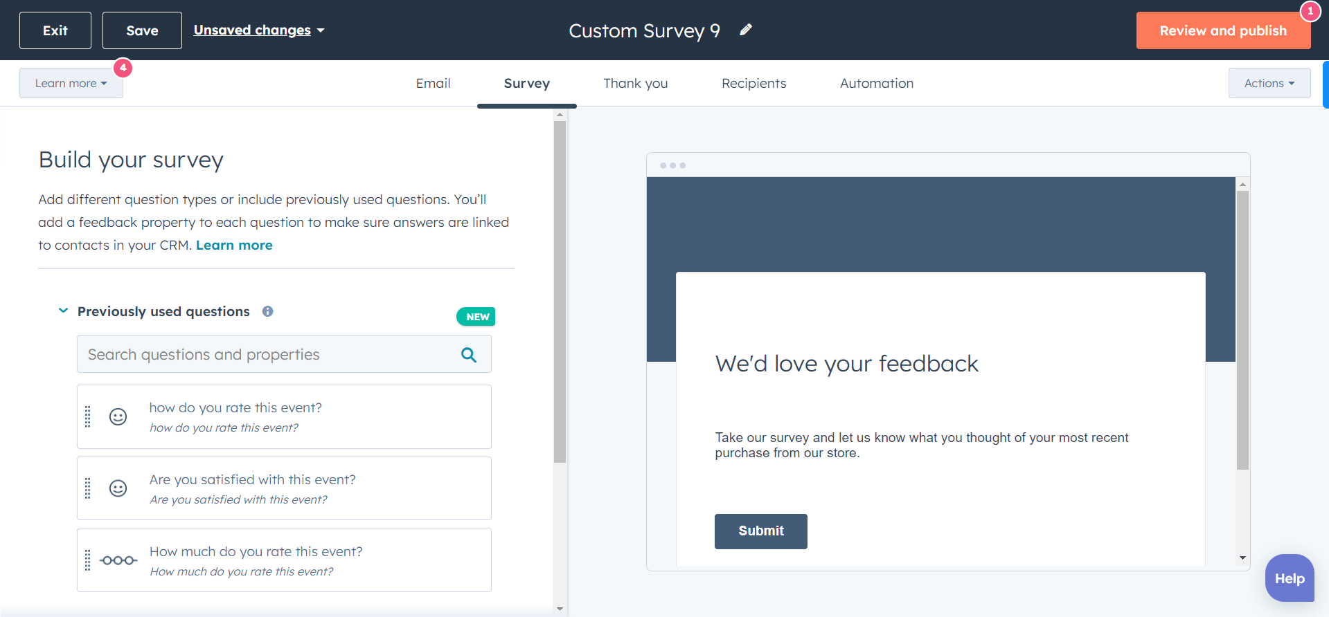 Previously asked survey questions