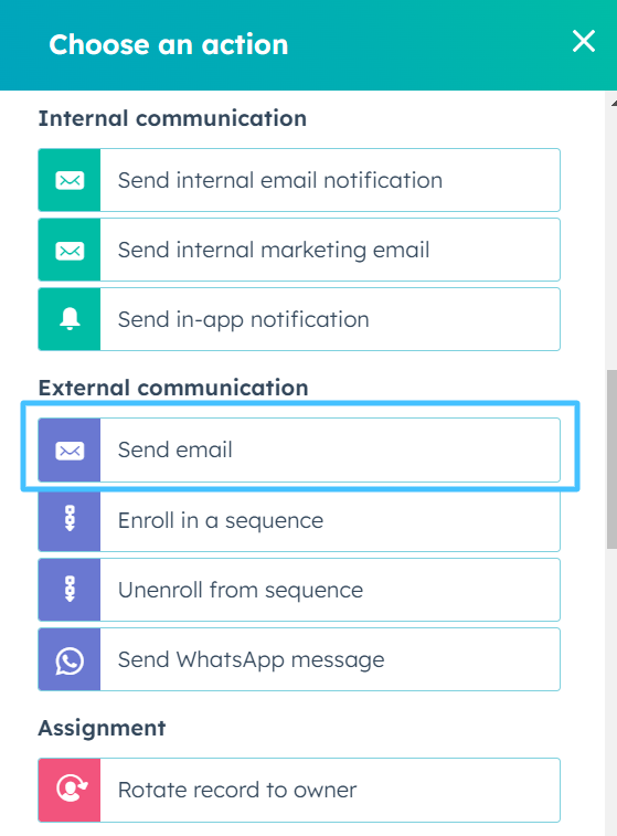 email sending action