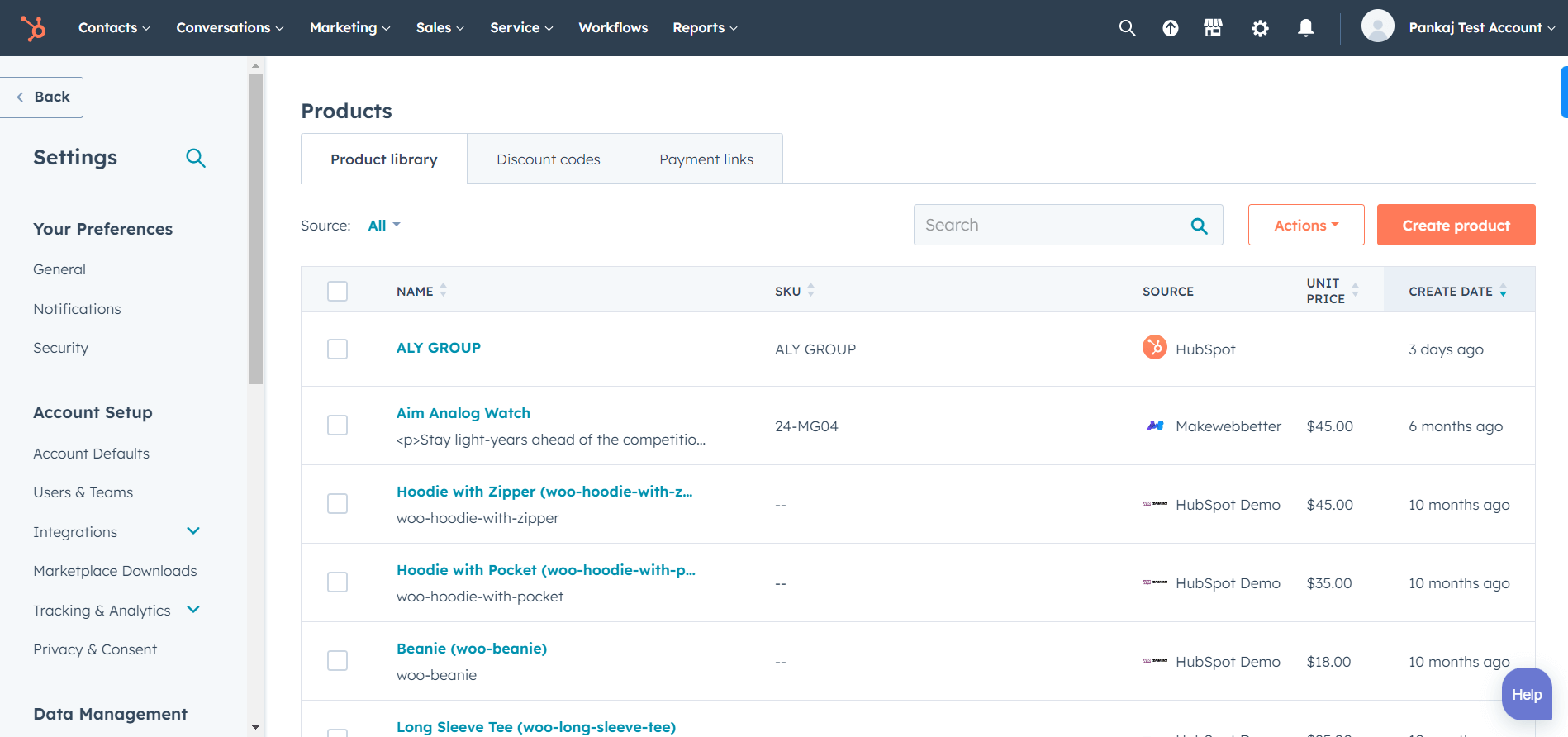 hubspot product library