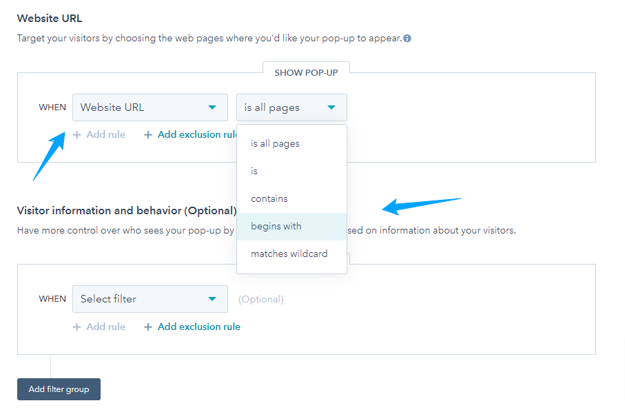popup form targetting