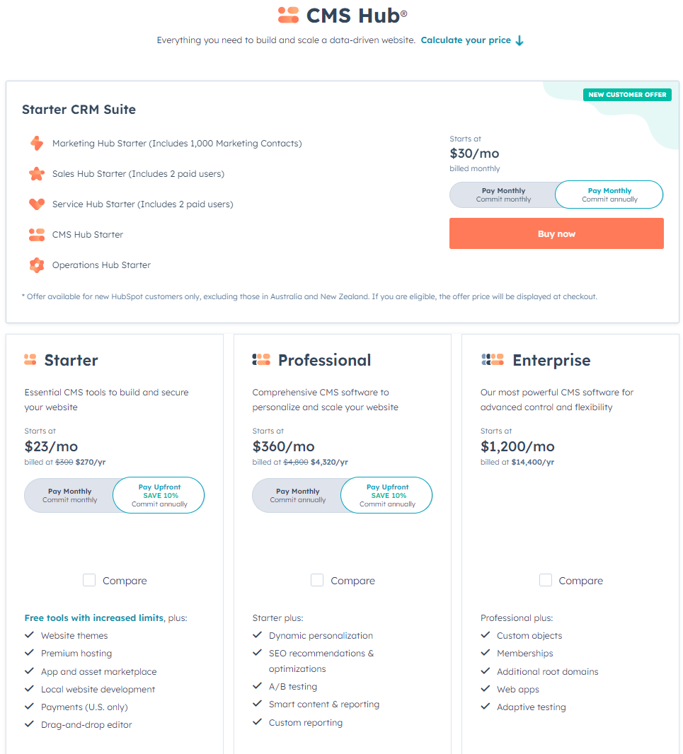 hubspot cms pricing