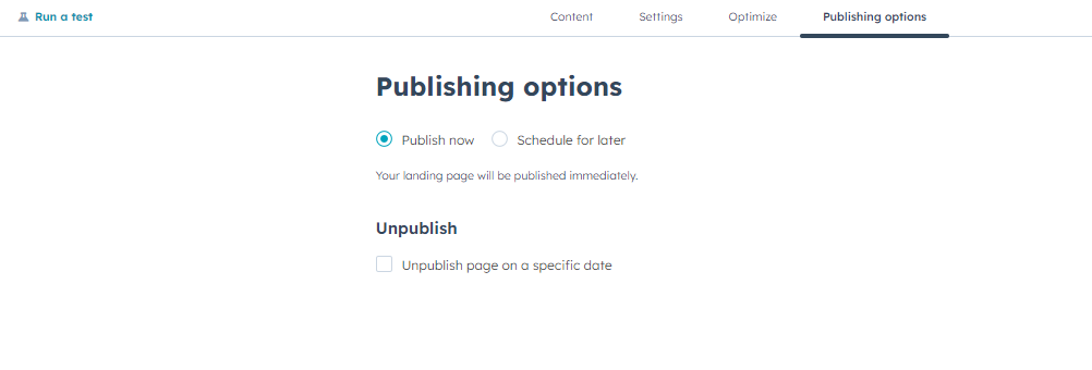 hubspot blog publishing options