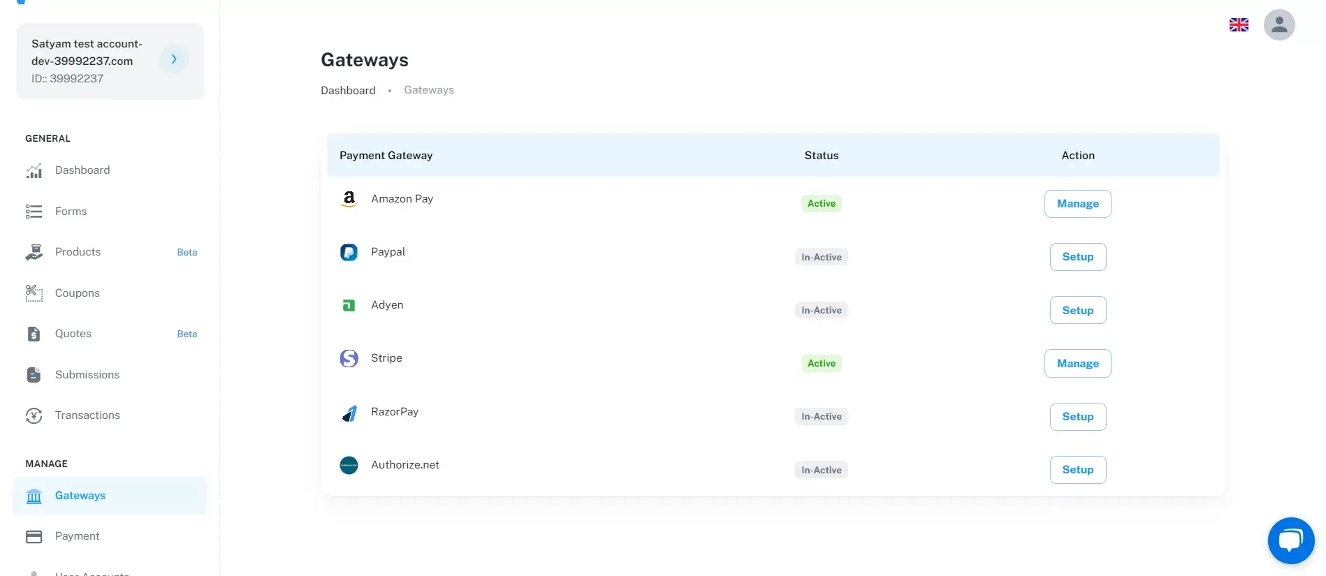 formpay supported gateways