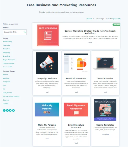 HubSpot resources