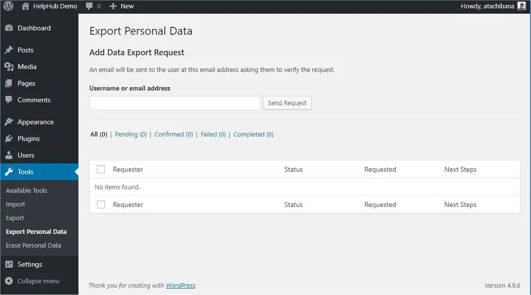 Data Export from WordPress