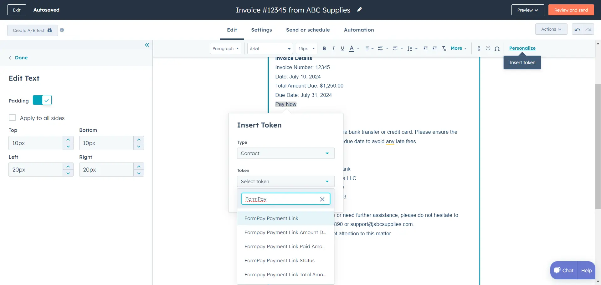 formpay-token-email-personalization
