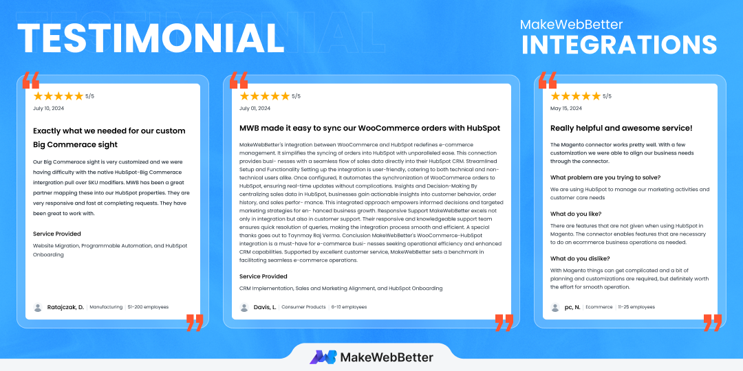 makewebbetter integrations testimonial