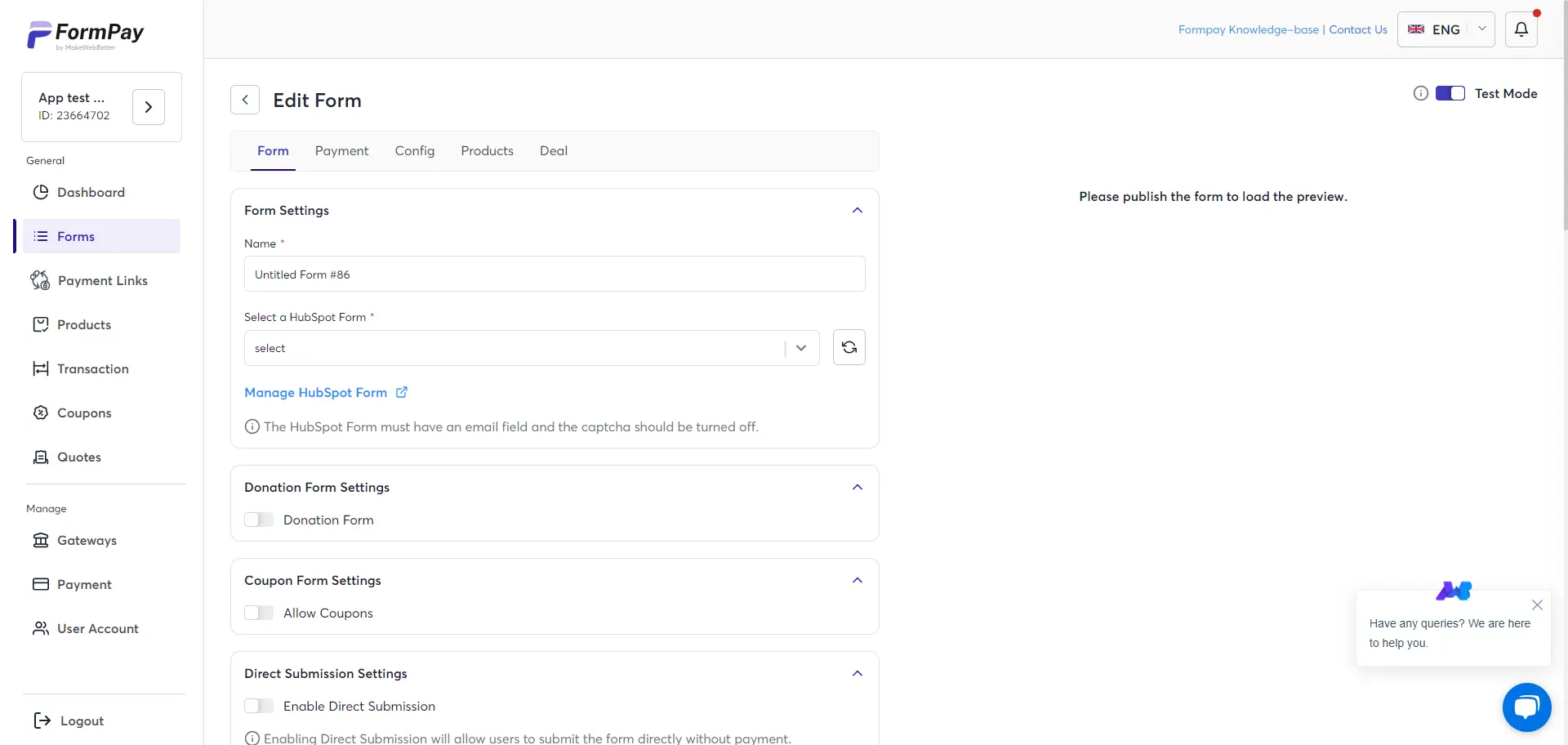 hubspot payment form editor