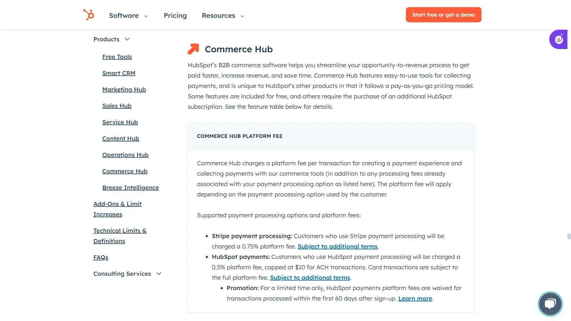 hubspot platform fee for payments