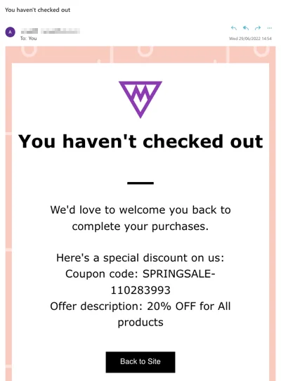 abandoned cart coupon