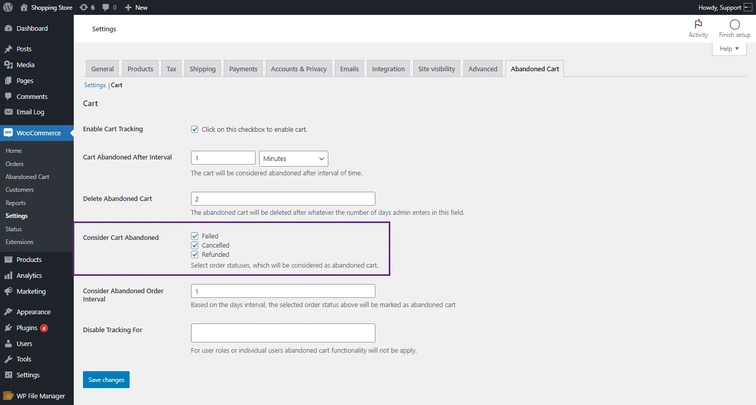 abandoned cart woocommerce orders