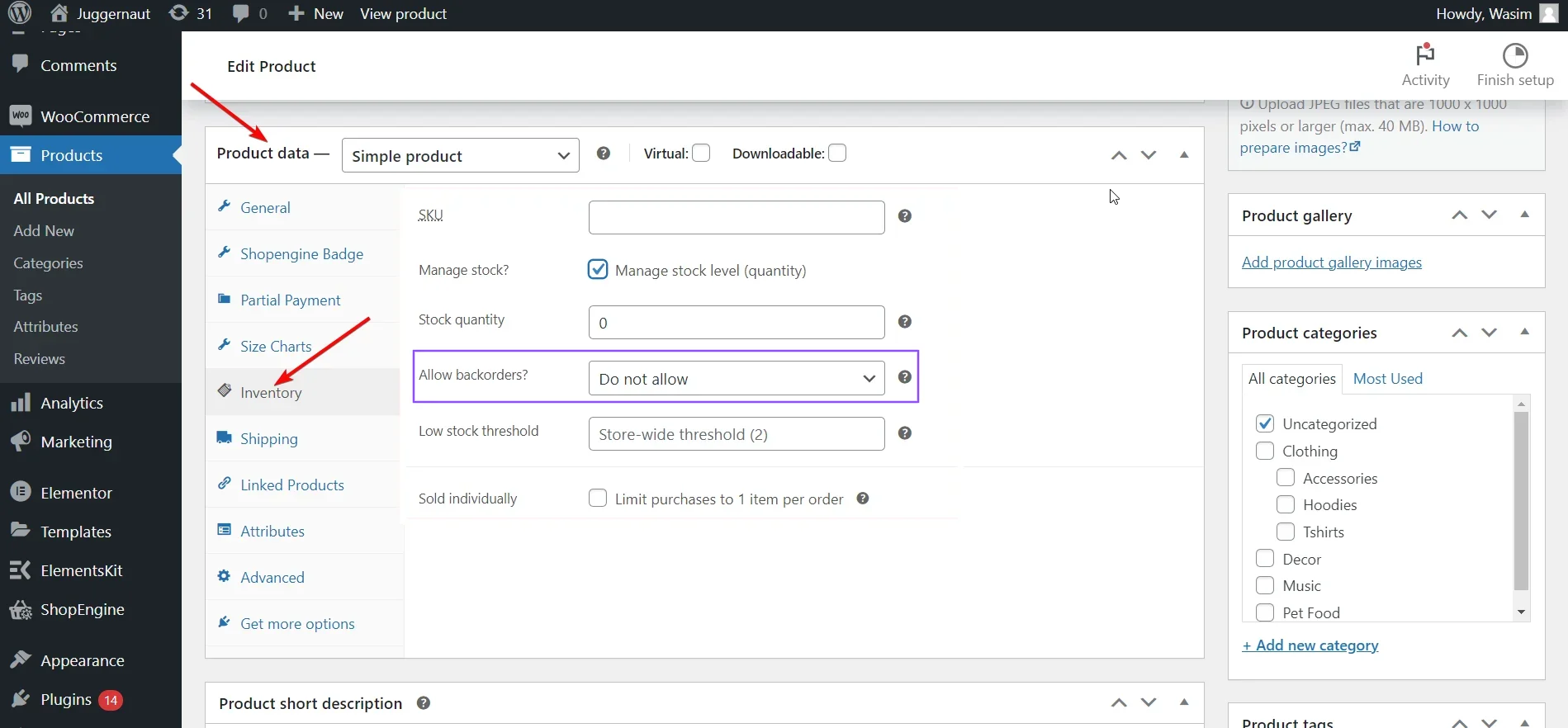 woocommerce inventory backorders