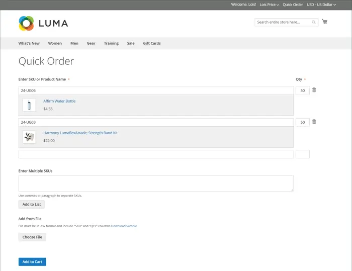 Quick Order & Requisition Lists feature in adobe commerce b2b