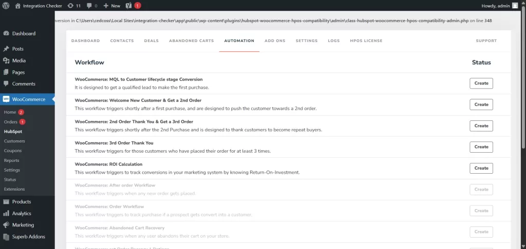 Marketing Automation features of the HubSpot WooCommerce Integration