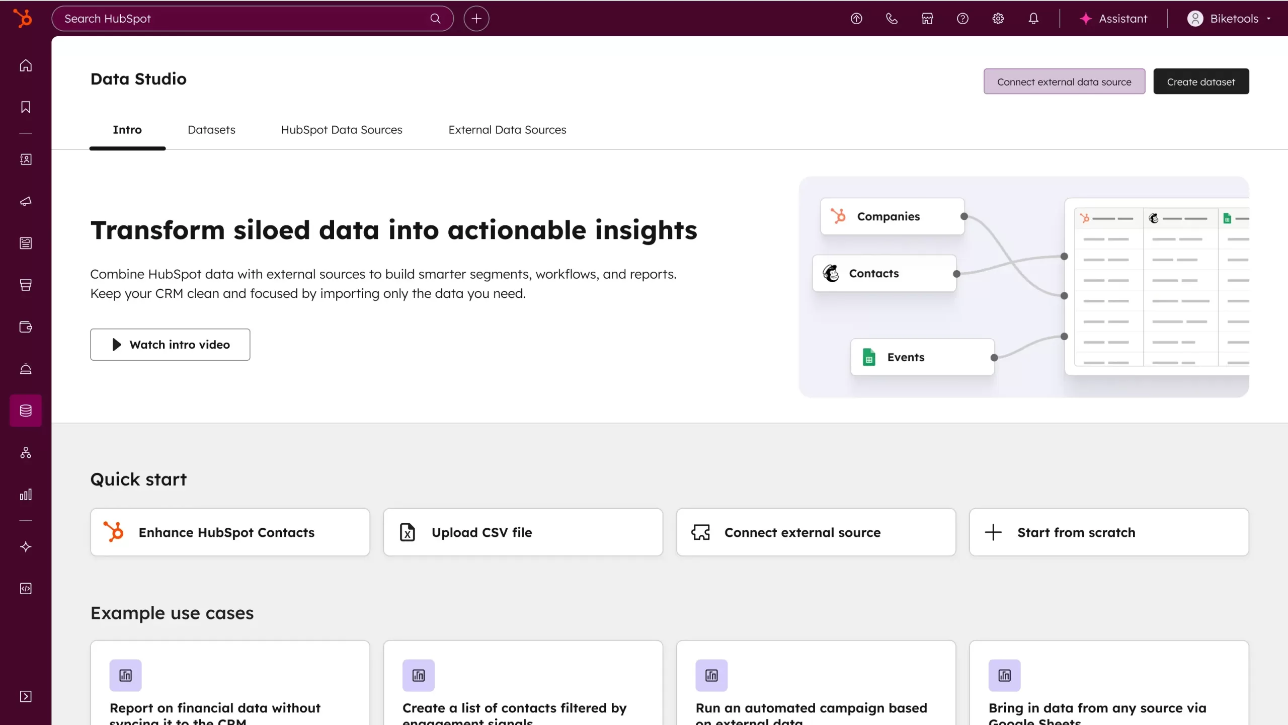 HubSpot Data Hub Data Studio