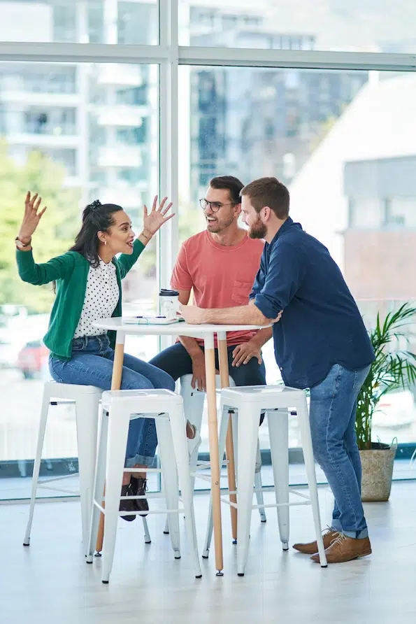Happy team meeting