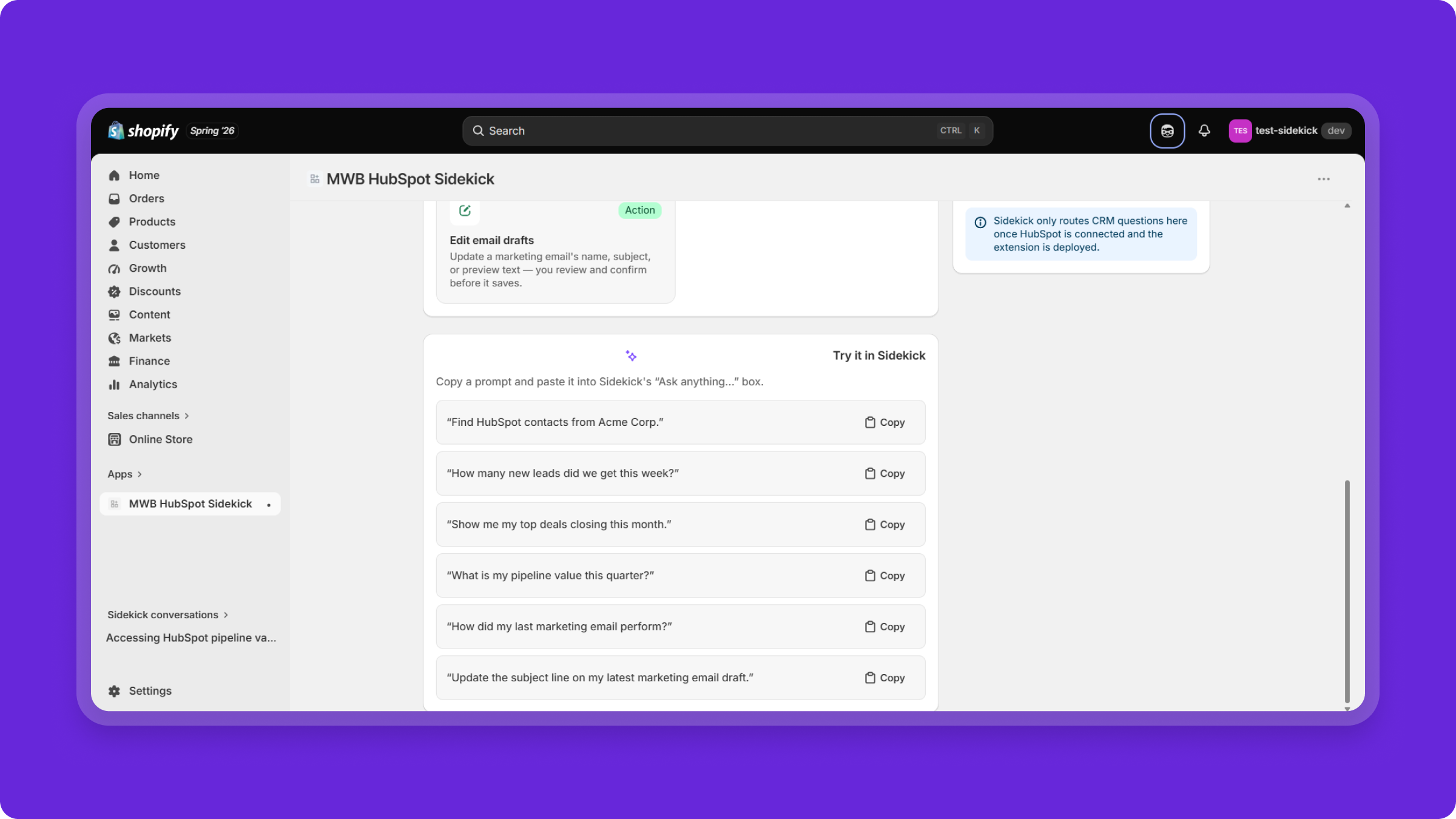 prompt templates – try it in Shopify Sidekick